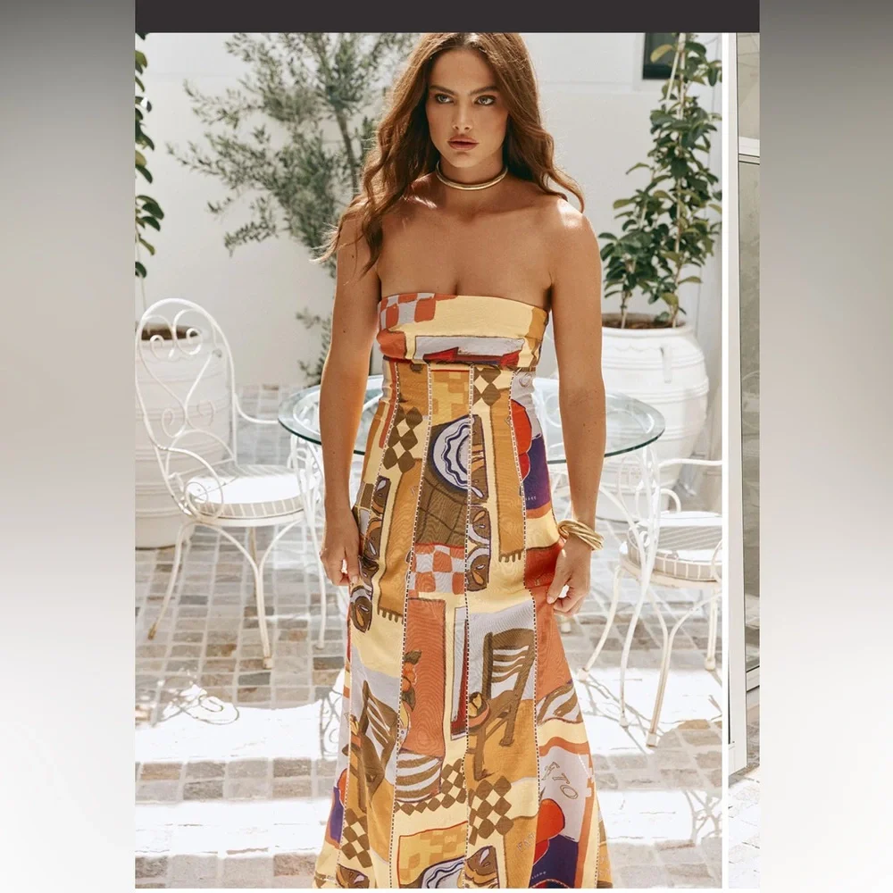 Zaco Sabo skirt Antonella dress Colorful Geometric Maxi Dress - Picture 4 of 4